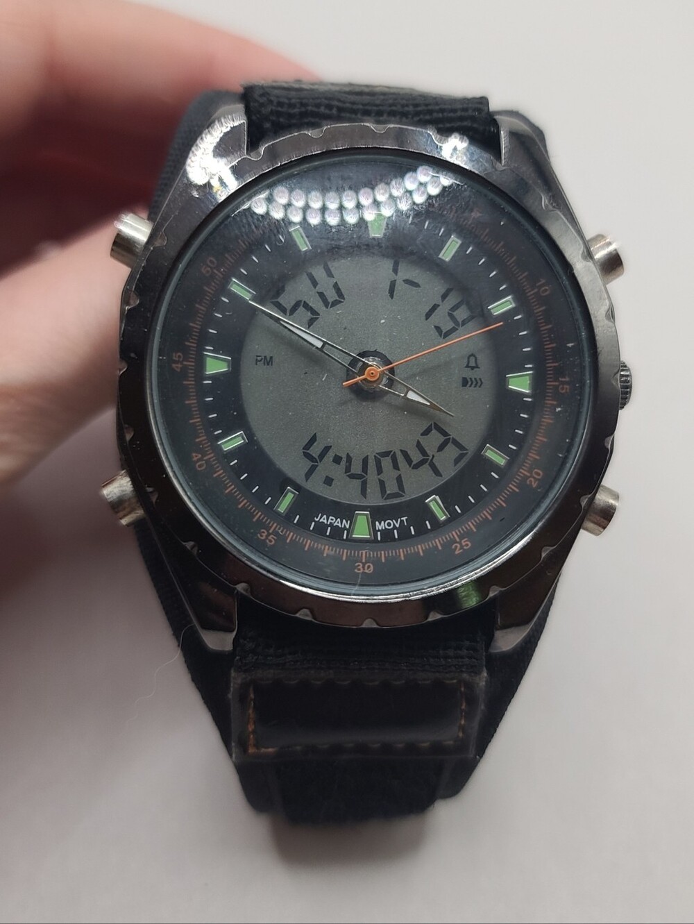 Men's Digital Watch Hook & Loop Band